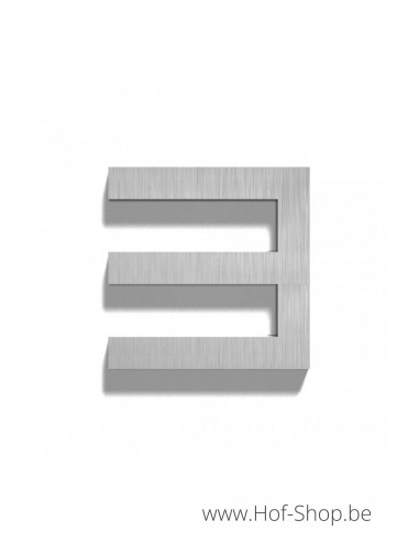 Nummer 3 - inox 10 cm hoog (huisnummer 'Square' )