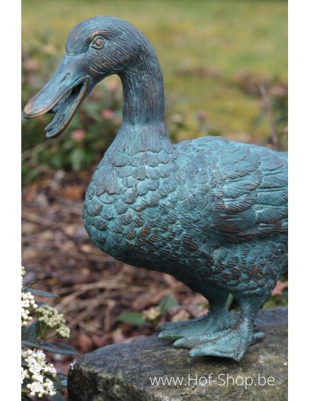 Eend met spuitmond - bronzen beeld (AN0313BR-V-F)
