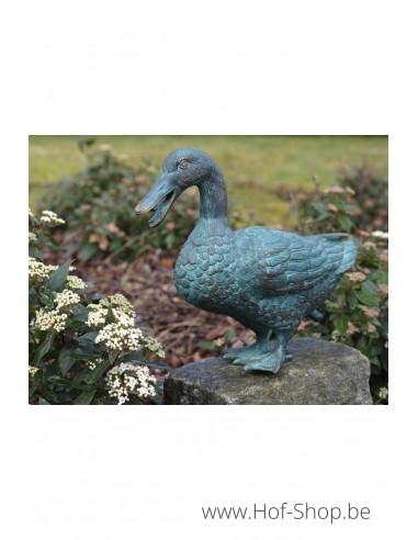 Eend met spuitmond - bronzen beeld (AN0313BR-V-F)