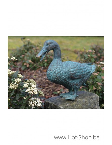 Eend met spuitmond - bronzen beeld (AN0313BR-V-F)
