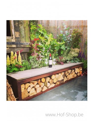 Logg 200 x 40 x 43 cm - Stockage du bois Adezz en acier corten