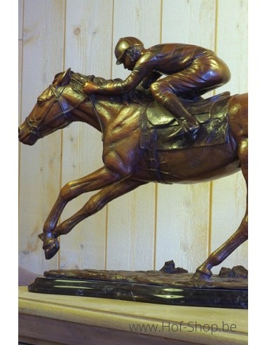 Jockey op paard - bronzen beeld (AN0938BR-B)