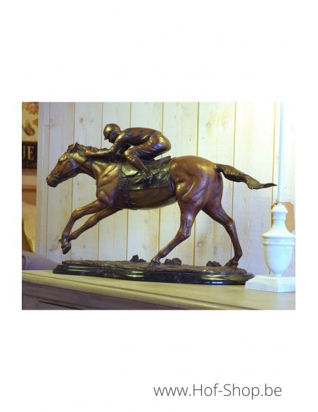 Jockey à cheval - statue en bronze (AN0938BR-B)