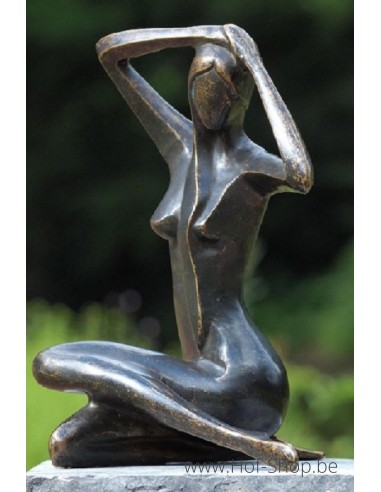Grande femme assise - statue en bronze (AN1189BR-BI-L)
