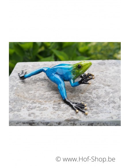 Grenouille de la forêt tropicale (bleu) - statue en bronze (AN0983BR-C)