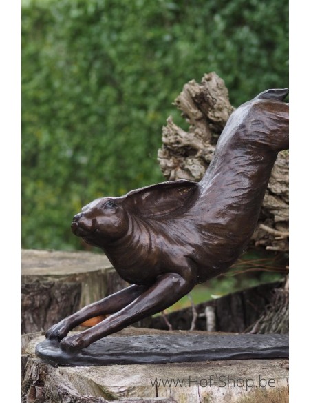 Rennende Haas - bronzen beeld (B94570)