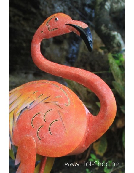 Grote kleurrijke flamingo - metalen figuur (MD16221)