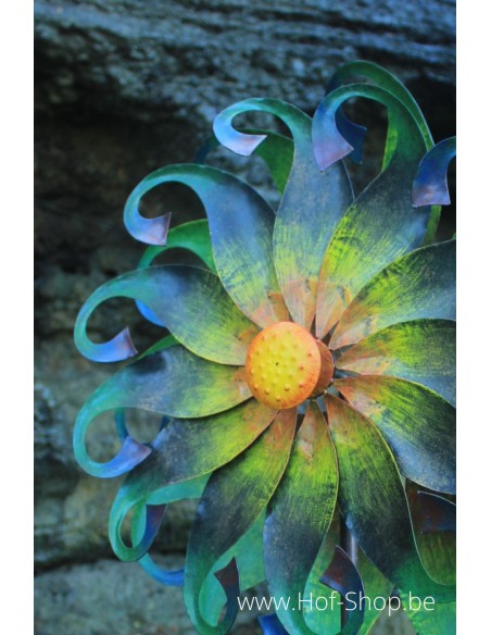 Gekleurde bloem Windmolen (Spinner) - metalen tuinsteker (MD16216)
