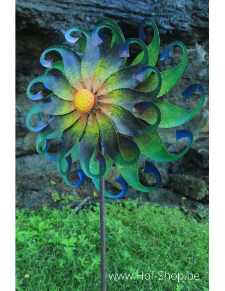 Gekleurde bloem Windmolen (Spinner) - metalen tuinsteker (MD16216)