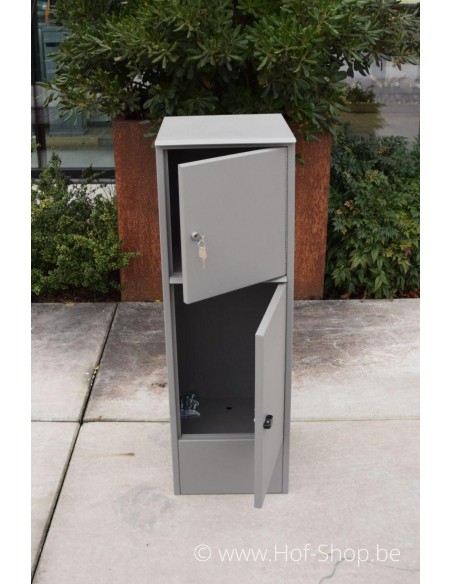Pilast met pakketvak - Larob pakketbus aluminium
