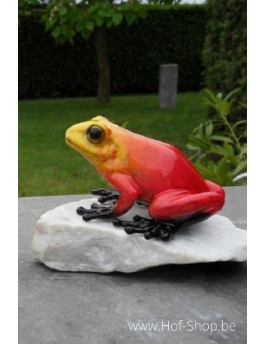 Grenouille sur rocher (rouge) - statue en bronze (AN1071BR-C)