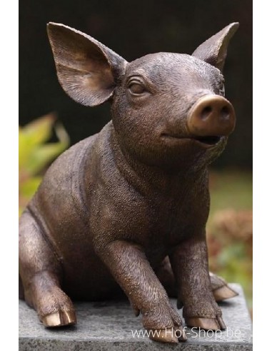 Zittend varken - bronzen beeld (AN1136BR-B)