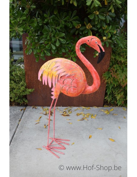 Grote kleurrijke flamingo - metalen figuur (MD16221)