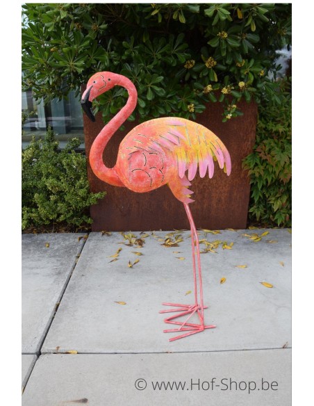 Grote kleurrijke flamingo - metalen figuur (MD16221)