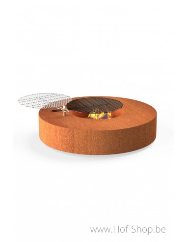 Fire Table avec grill 125 x 28 cm - acier corten