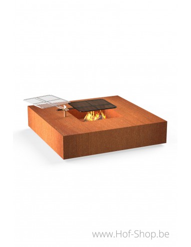 Vuurtafel met grill - cortenstaal