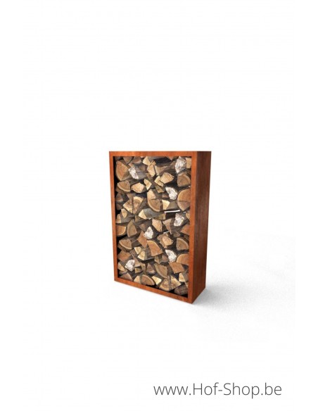 Egura 100 x 38,5 x 150 cm - Houtopslag Geroba in cortenstaal