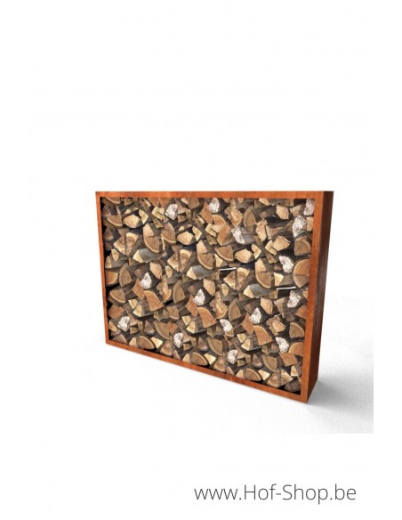 Egura 200 x 38,5 x 150 cm - Rack à Buches en acier Corten Geroba