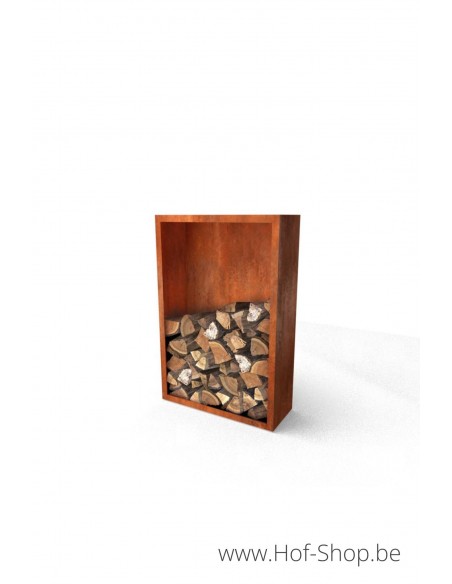 Egura 100 x 38,5 x 150 cm - Rack à Buches en acier Corten Geroba