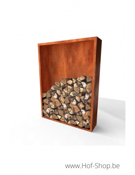 Egura 150 x 38,5 x 200 cm - Houtopslag Geroba in cortenstaal