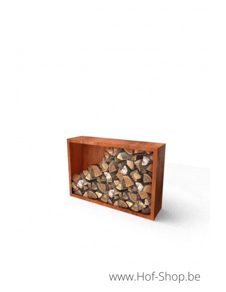 Egura 150 x 38,5 x 100 cm - Houtopslag Geroba in cortenstaal