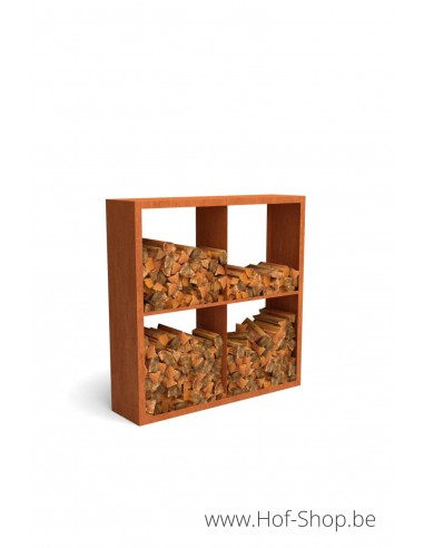 Egura Dividi 150 x 38,5 x 150 cm - Houtopslag Geroba in cortenstaal