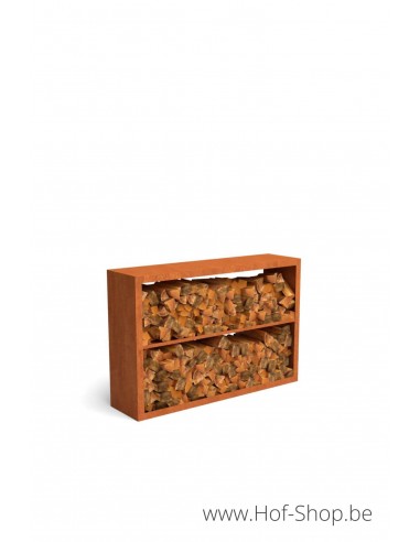 Egura Dividi 150 x 38,5 x 50 cm - Rack à Buches en acier Corten Geroba