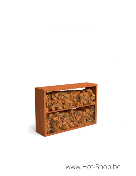 Egura Dividi 150 x 38,5 x 50 cm - Rack à Buches en acier Corten Geroba