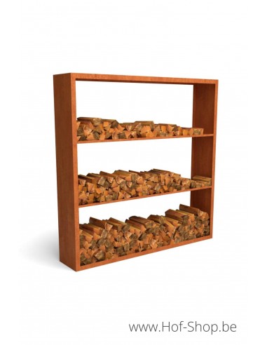 Egura Dividi 200 x 38,5 x 200 cm - Rack à Buches en acier Corten Geroba