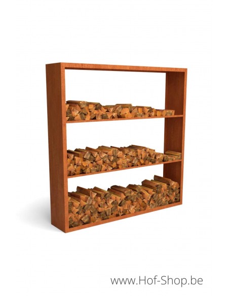 Egura Dividi 200 x 38,5 x 200 cm - Houtopslag Geroba in cortenstaal