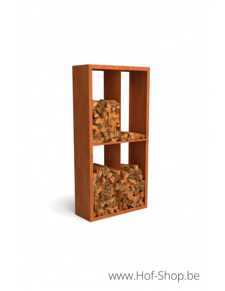 Egura Dividi 100 x 38,5 x 200 cm - Rack à Buches en acier Corten Geroba
