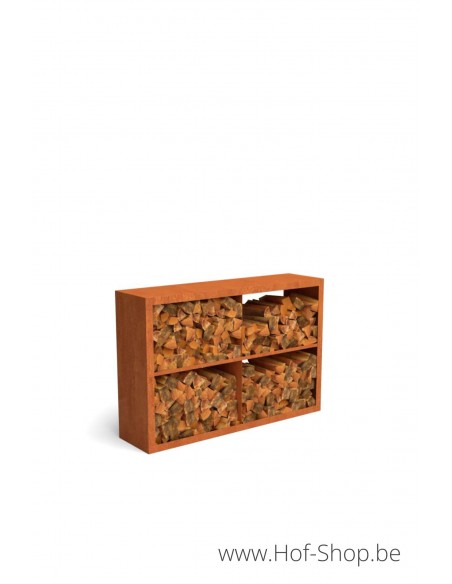 Egura Dividi 150 x 38,5 x 100 cm - Houtopslag Geroba in cortenstaal