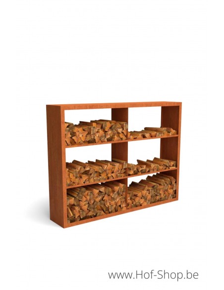 Egura Dividi 200 x 38,5 x 150 cm - Houtopslag Geroba in cortenstaal
