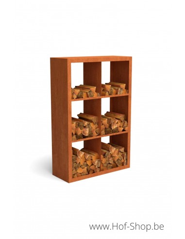 Egura Dividi 100 x 38,5 x 150 cm - Houtopslag Geroba in cortenstaal