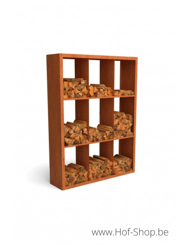 Egura Dividi 150 x 38,5 x 200 cm - Houtopslag Geroba in cortenstaal