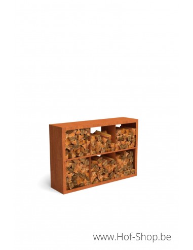 Egura Dividi 150 x 38,5 x 100 cm - Houtopslag Geroba in cortenstaal