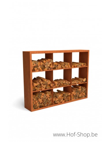 Egura Dividi 200 x 38,5 x 150 cm - Houtopslag Geroba in cortenstaal (EGURADC93)