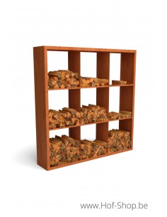 Egura Dividi 200 x 38,5 x 200 cm - Houtopslag Geroba in cortenstaal