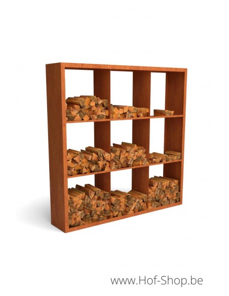 Egura Dividi 200 x 38,5 x 200 cm - Houtopslag Geroba in cortenstaal