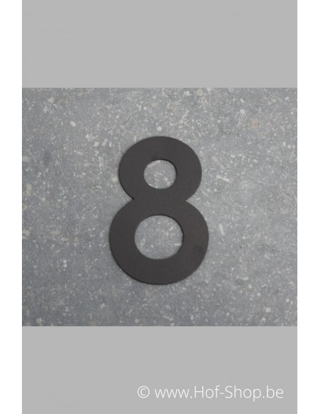 Numéro 8 - aluminium noir de 8 cm de haut (numéro de maison 'fuji' KatoDesign)