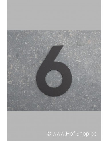 Numéro 6 - aluminium noir de 8 cm de haut (numéro de maison 'fuji' KatoDesign)