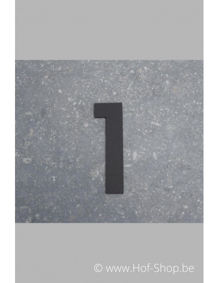 Numéro 1 - aluminium noir de 8 cm de haut (numéro de maison 'fuji' KatoDesign)