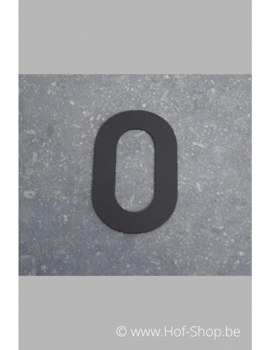 Numéro 0 - aluminium noir de 8 cm de haut (numéro de maison 'fuji' KatoDesign)