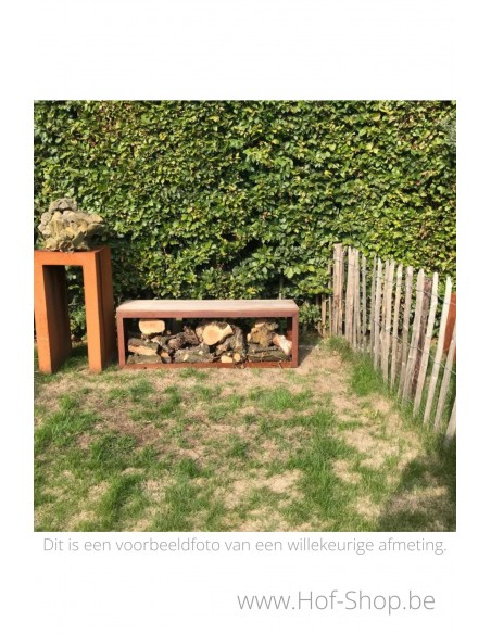 Egura 150 x 38,5 x 50 cm - Rack à Buches avec canapé en acier Corten Geroba (EGURAHC1)