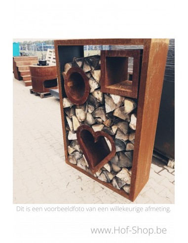 Egura uitsparing 35 x 35 x 38 cm - Houtopslag accessoire Geroba in cortenstaal (EGURASPC3)