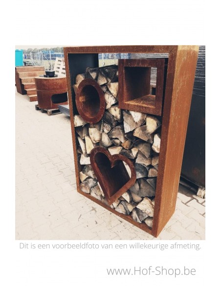 Egura uitsparing 35 x 35 x 38 cm - Houtopslag accessoire Geroba in cortenstaal (EGURASPC3)