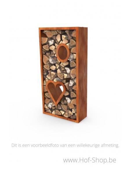 Egura fenêtre 60 x 54 x 38 cm - Rack à Buches accessoire en acier Corten Geroba  (EGURASPC5)