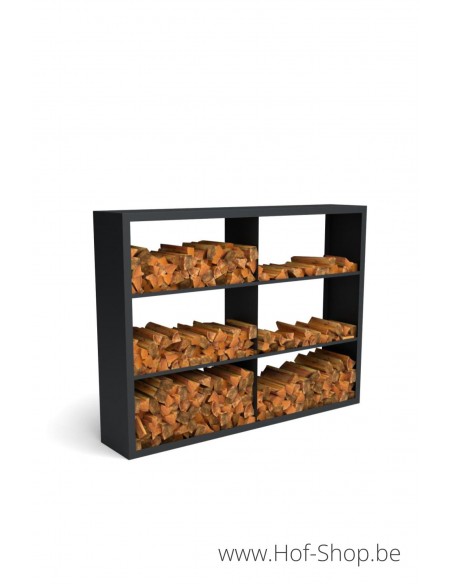 Beltza Dividi 200 x 38,5 x 150 cm - Rack à Buches noir