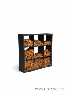 Beltza Dividi 150 x 38,5 x 150 cm - Rack à Buches noir