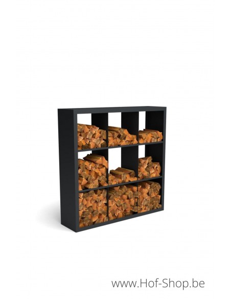 Beltza Dividi 150 x 38,5 x 150 cm - Rack à Buches noir